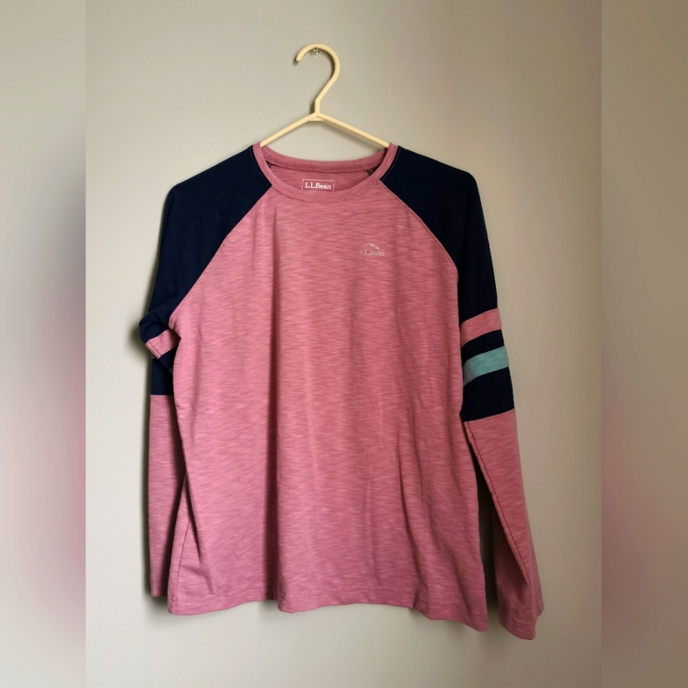 (3/$12) - L.L.Bean Unisex Kids Trail long sleeve. XL18. Pink and blue.